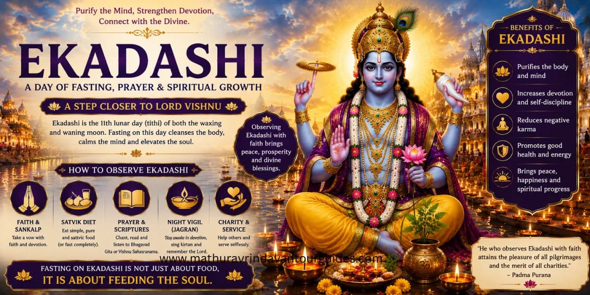 Ekadashi sacred fasting day at Vrindavan temples 2026
