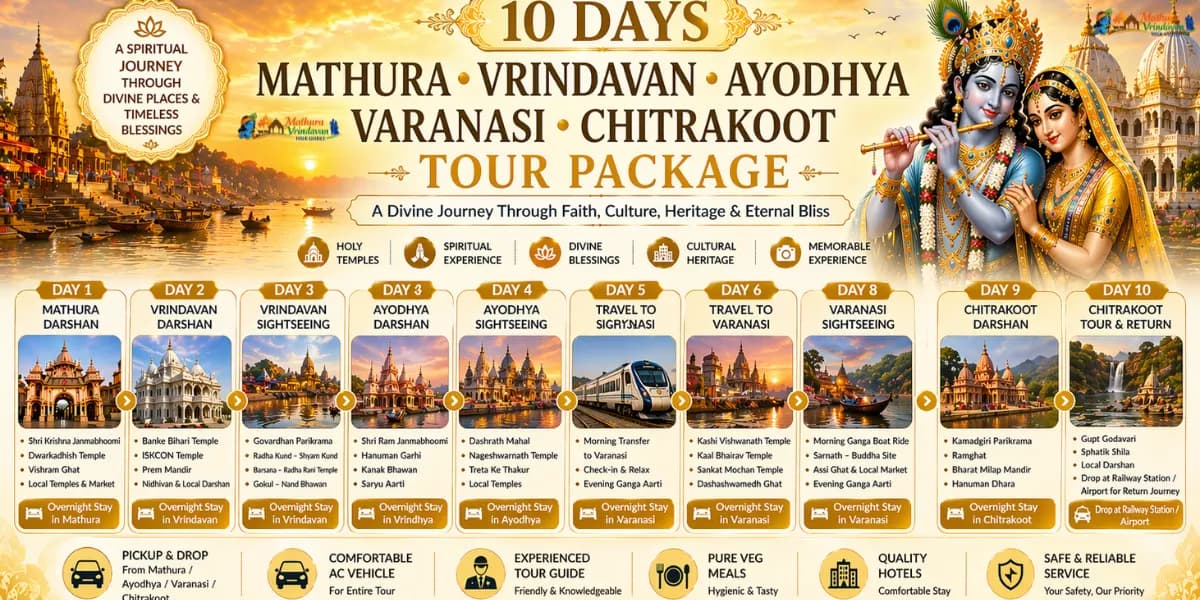 10 Days Mathura Vrindavan Ayodhya Varanasi Chitrakoot Tour Package