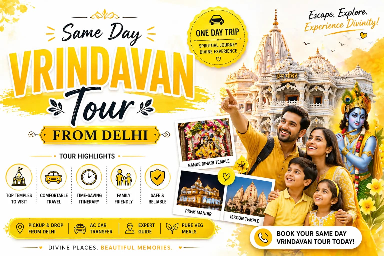 Same Day Vrindavan Tour from Delhi