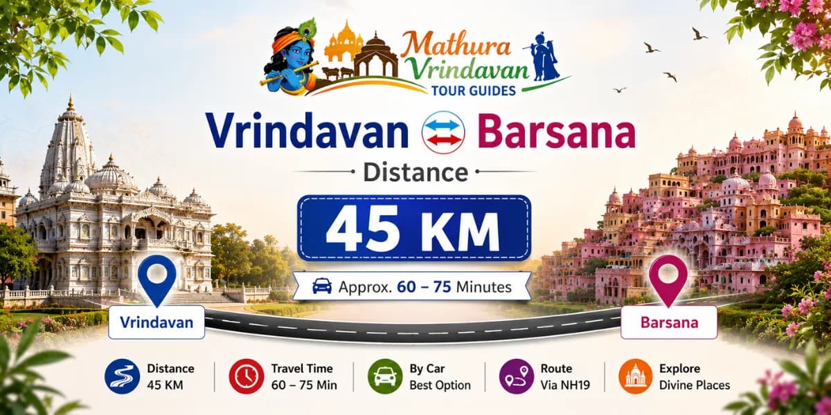distance between Vrindavan and Barsana is approximately 45 to 50 km
