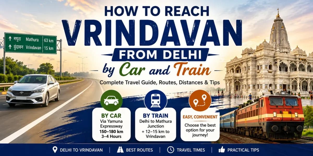 How to reach Vrindavan from Delhi by car and train via Mathura Junction