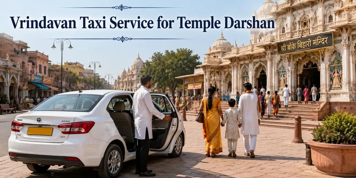 Vrindavan taxi service for temple darshan with pilgrims visiting temples in Vrindavan