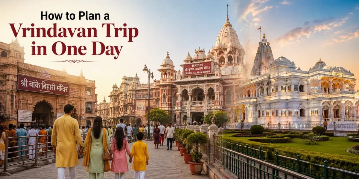 Vrindavan trip in one day showing Banke Bihari Temple and Prem Mandir